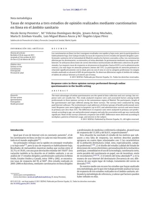 Tasas de respuesta a tres estudios de opinión realizados 